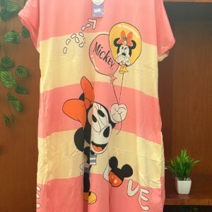 Pink Cartoon Printed Women’s Nighty
